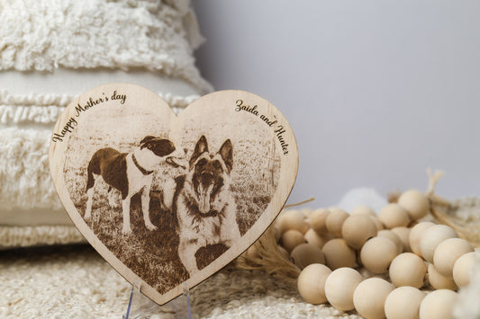 Heart Laser Engraved Wooden Photo